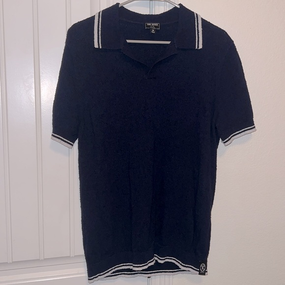 Todd Snyder *flawed* Italian Yarn Polo Deep Navy & White M